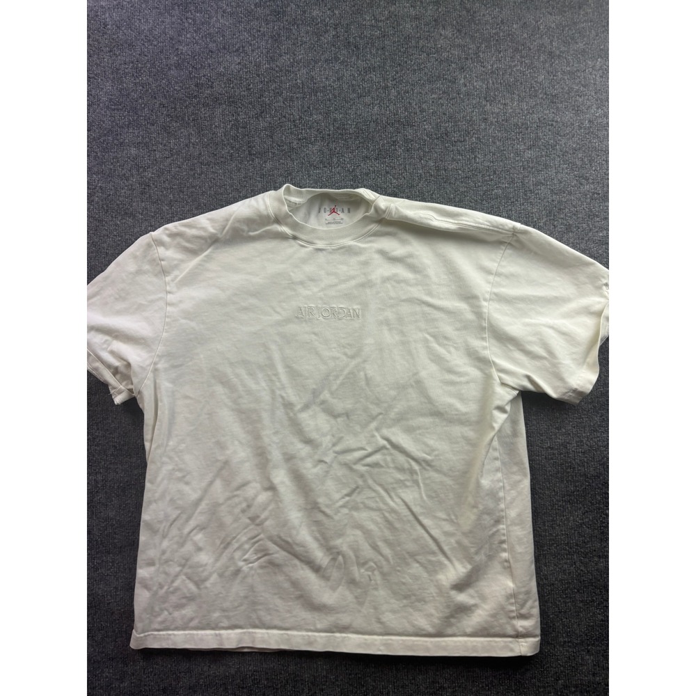 Air Jordan T-Shirt Mens XL Off White Embroidered Logo Short Sleeve Cotton Tee